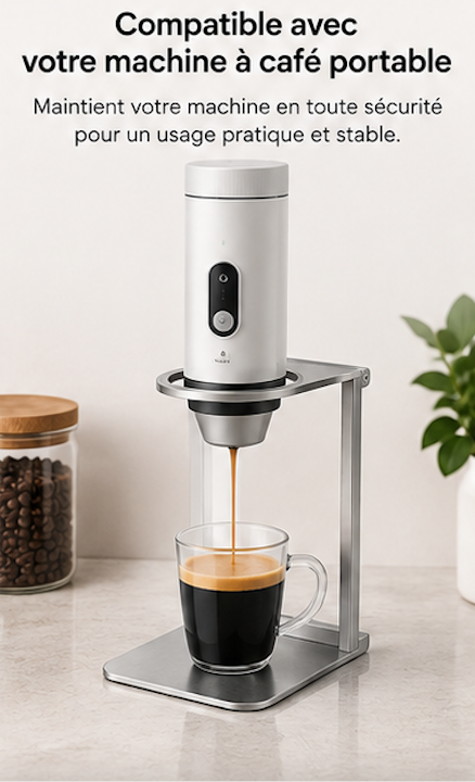 Support de rangement CafeTime en situation avec la machine à espresso portable
