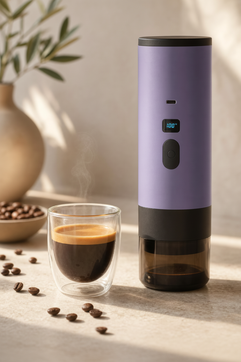 Espresso machine violette - fond beige